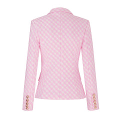 Vera Pink and White Checkered Blazer