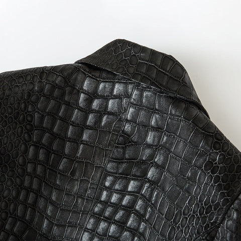 Crocodile Pattern Back Leather Blazer