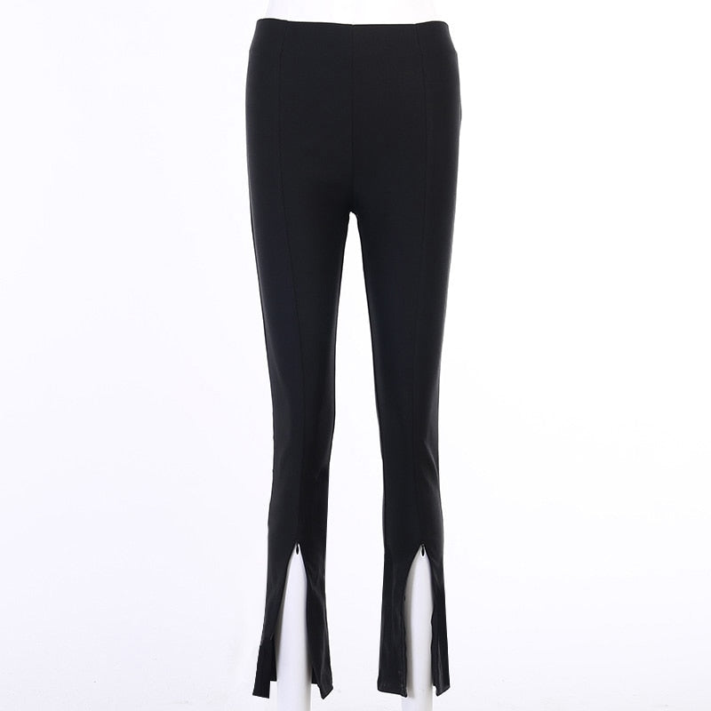 Hazel High Waisted Pants with Zipper Split