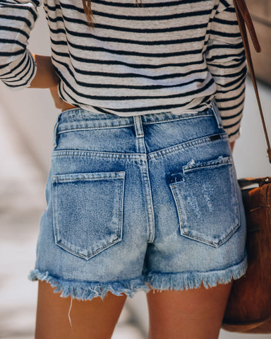 Summa Time Relaxed Cut Off Denim Shorts