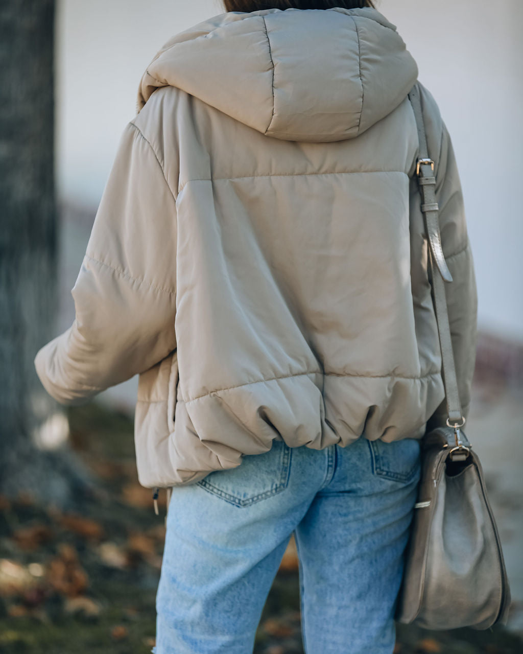 Stay Awhile Pocketed Hooded Puffer Jacket - Khaki