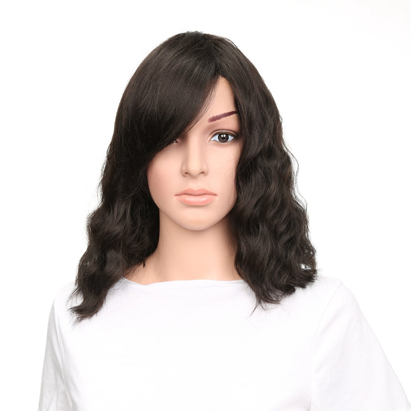 oblique bangs short curly wig headcover