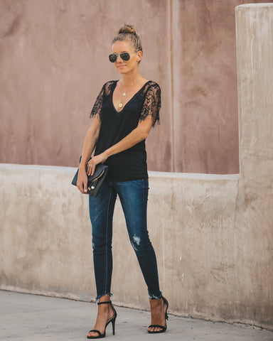 Sweet Side Lace Top - Black