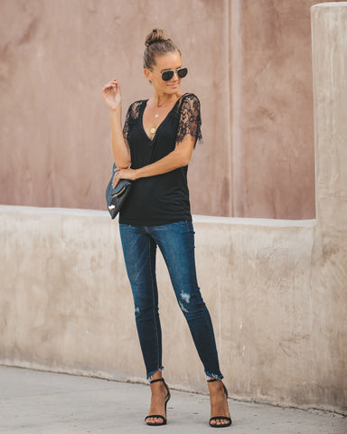 Sweet Side Lace Top - Black