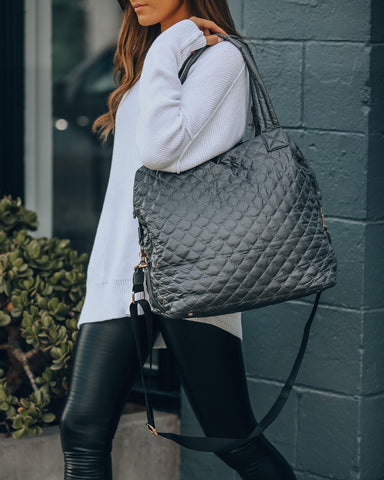 Wanderlust Quilted Weekender Bag - Grey