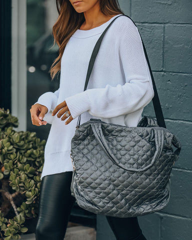 Wanderlust Quilted Weekender Bag - Grey