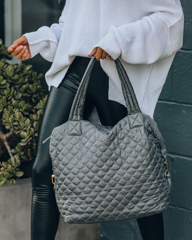 Wanderlust Quilted Weekender Bag - Grey