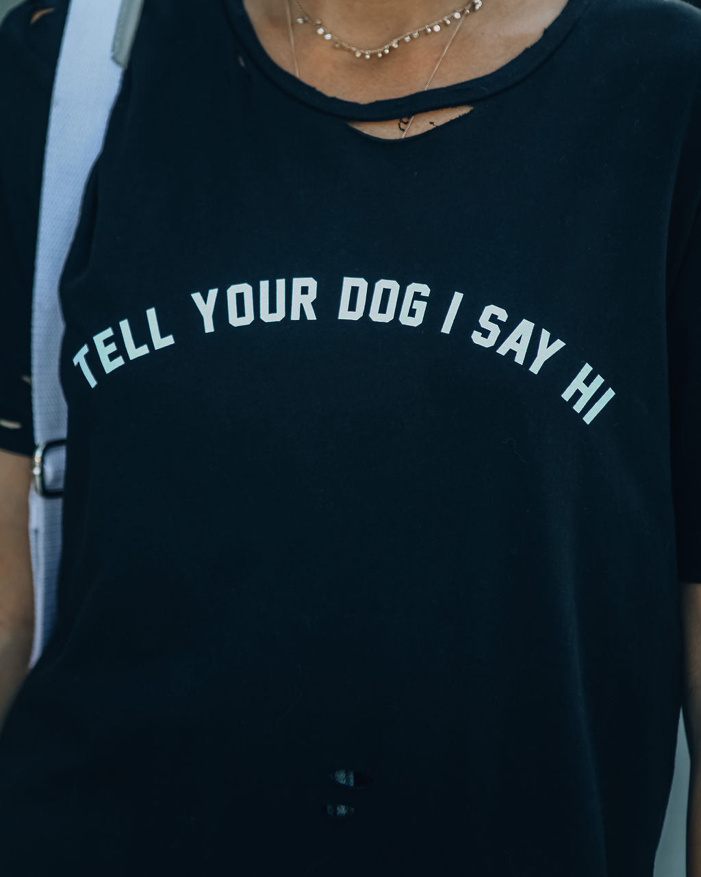 Tell Your Dog I Say Hi Distressed Cotton Tee