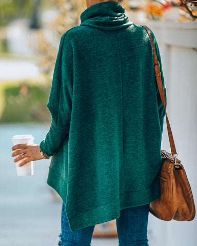 Silent Snowfall Cowl Neck Sweater - Hunter Green