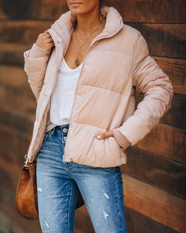 Sugar Bowl Pocketed Puffer Jacket - Blush