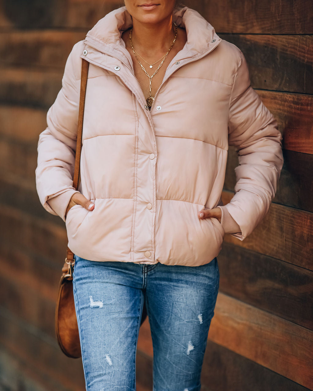 Sugar Bowl Pocketed Puffer Jacket - Blush