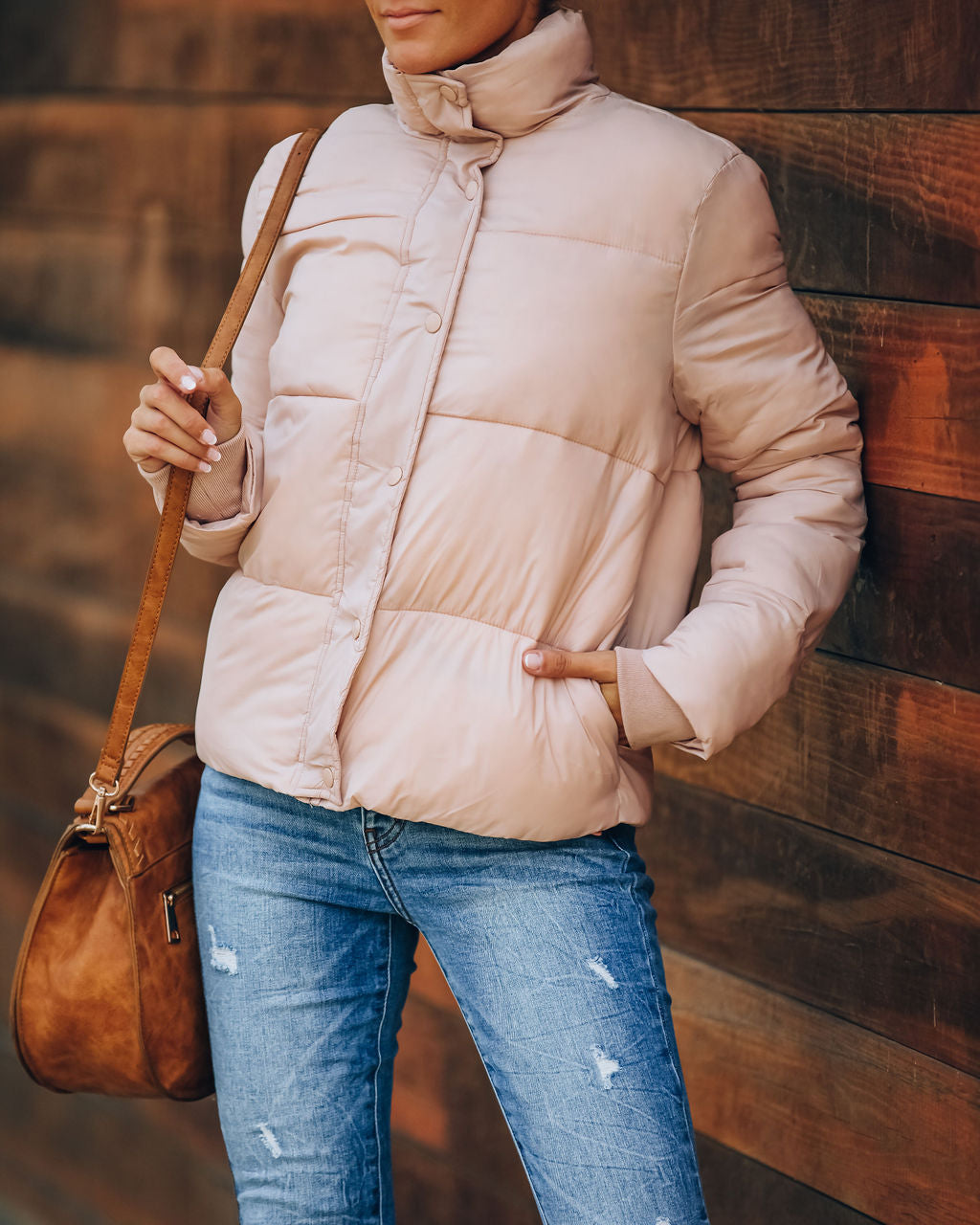 Sugar Bowl Pocketed Puffer Jacket - Blush