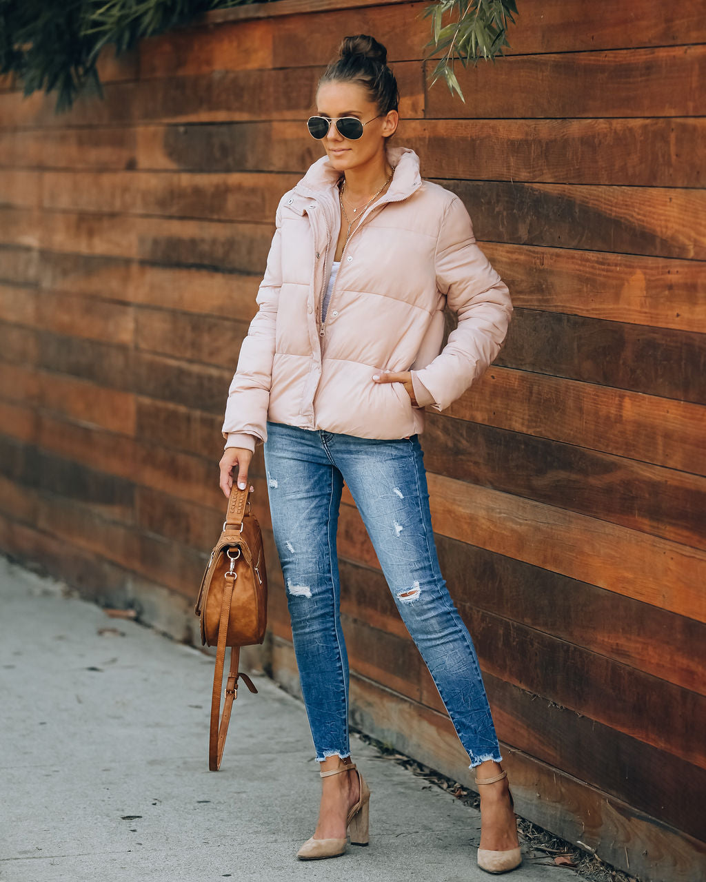 Sugar Bowl Pocketed Puffer Jacket - Blush