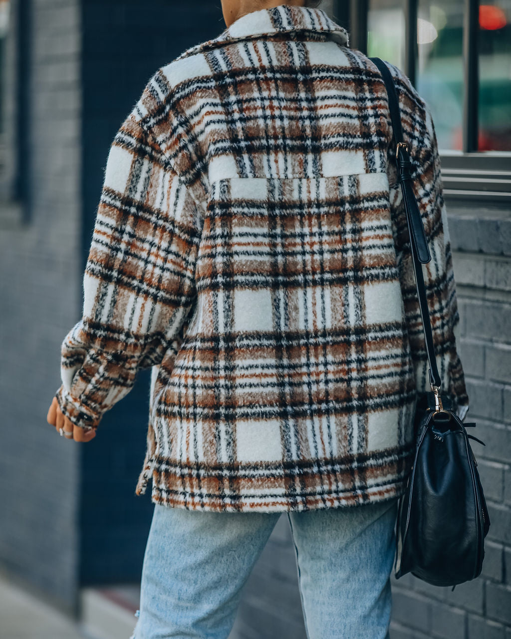 Woodwork Pocketed Sherpa Lined Plaid Shacket