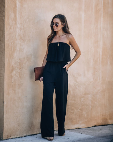 Supreme Strapless Pocketed Jumpsuit - Black