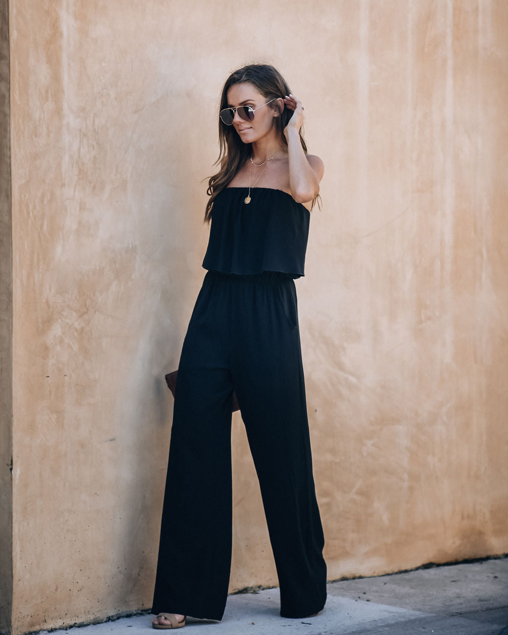 Supreme Strapless Pocketed Jumpsuit - Black