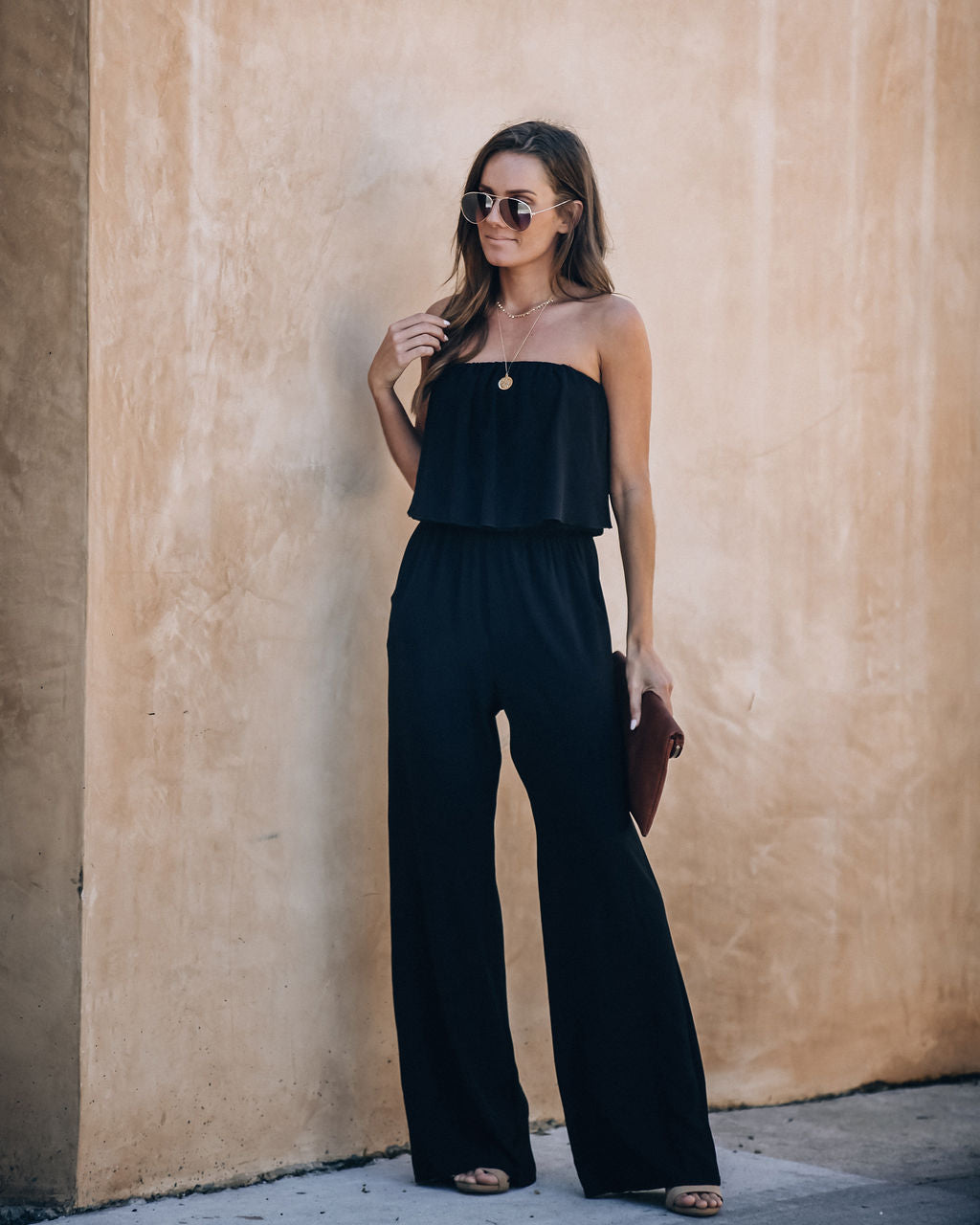 Supreme Strapless Pocketed Jumpsuit - Black