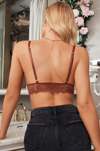 Rotes verstellbares Spitzen-Bralette mit Riemchen