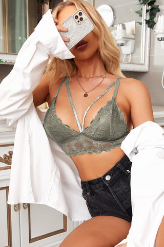 Grünes, verstellbares Spitzen-Bralette mit Riemchen