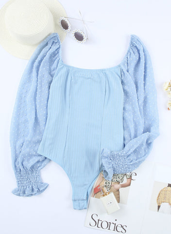 Sky Blue Puff Sleeve Bodysuit