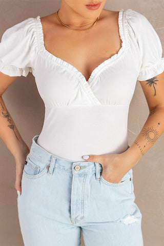 White Frilled Sweetheart Bodysuit