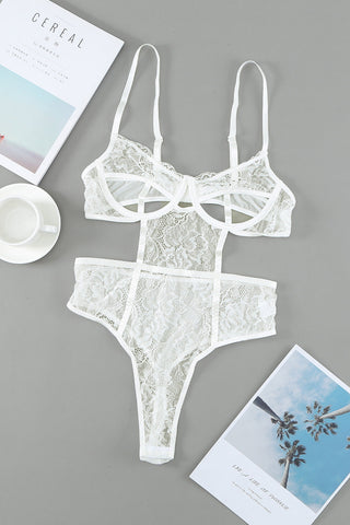 Chic White Lace Teddy Lingerie