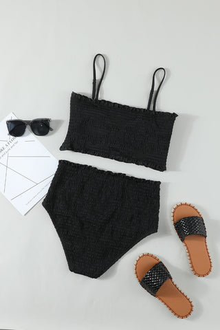 Black Smock Bustier High Waist Bikini Set