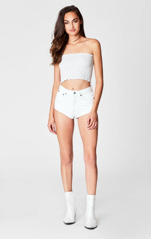 WHITE LENNOX HIGH RISE HOT SHORTS