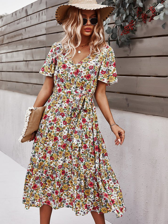 Small floral craft long dress