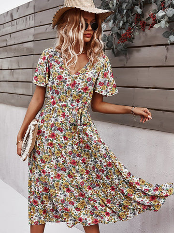 Small floral craft long dress