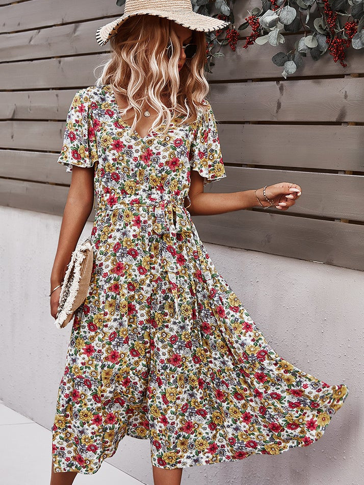 Small floral craft long dress