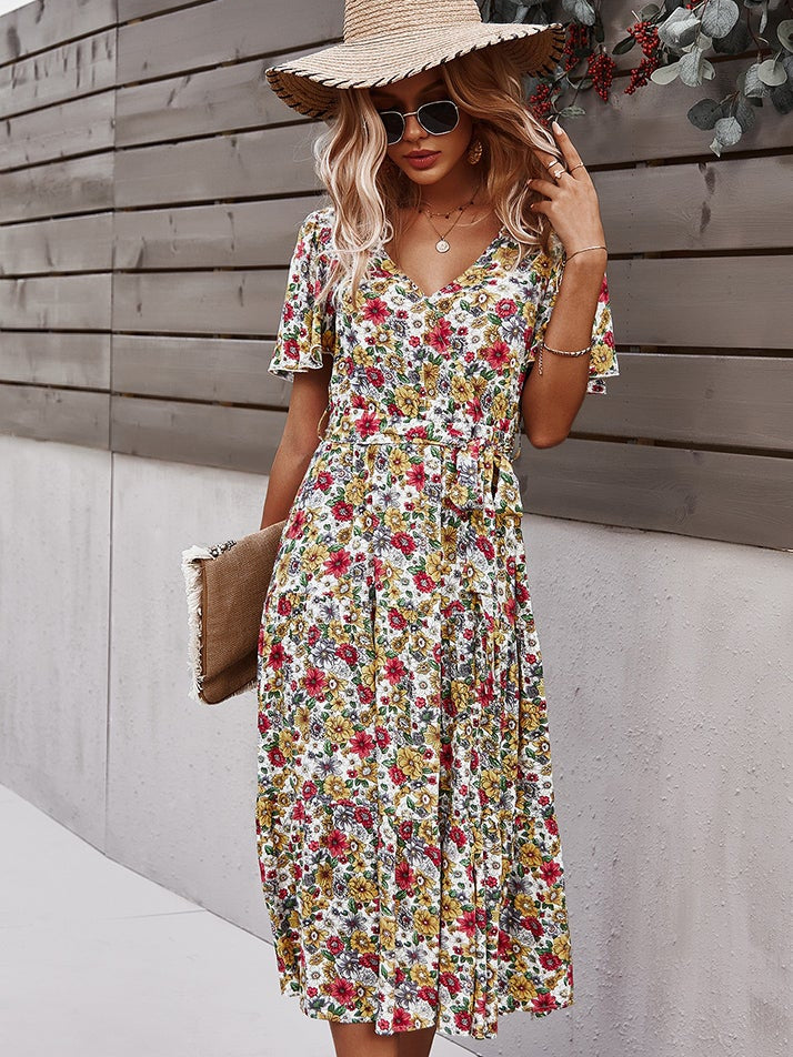 Small floral craft long dress