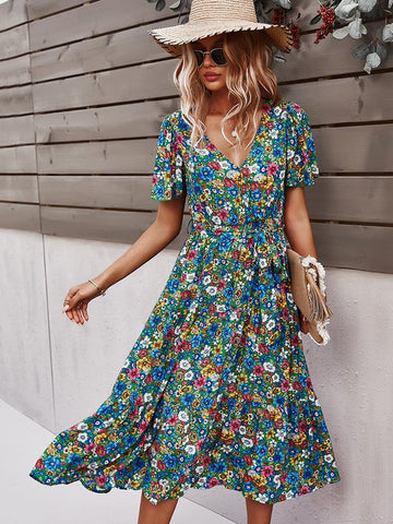 Small floral craft long dress