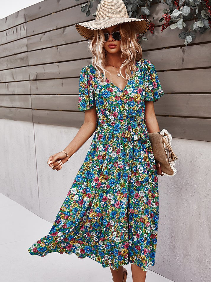 Small floral craft long dress