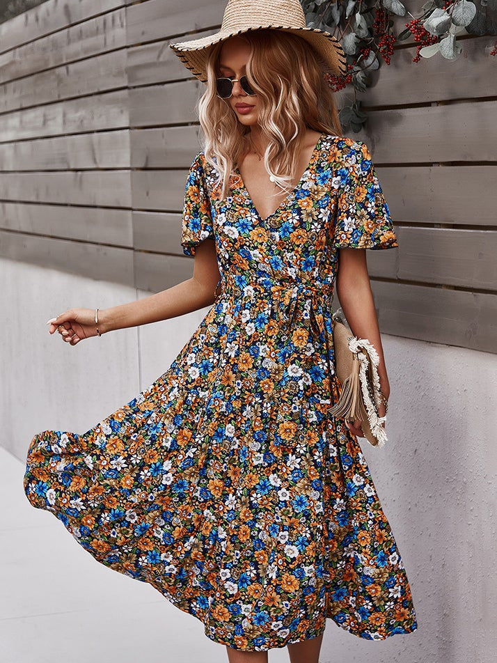 Small floral craft long dress