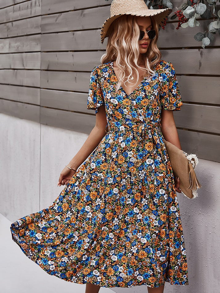 Small floral craft long dress