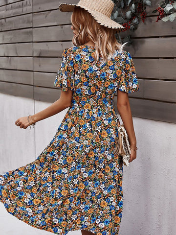 Small floral craft long dress