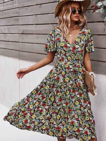 Small floral craft long dress