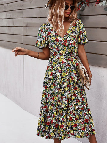 Small floral craft long dress