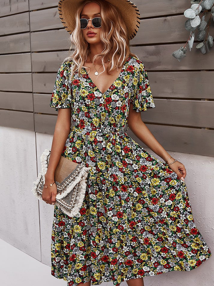 Small floral craft long dress