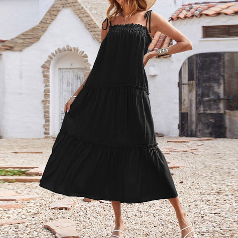 Young Love Ruffle Maxi Dress - Black