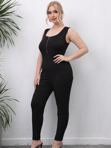 Tanktop-Bodysuit mit Reißverschluss, Skinny Stretch, Slim Fit, lässiger Jumpsuit 