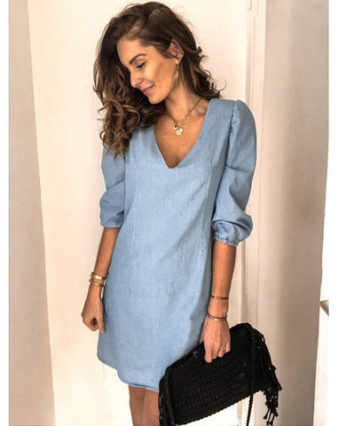 You Belong With Me Dolman Knit Dress - Grey Blue