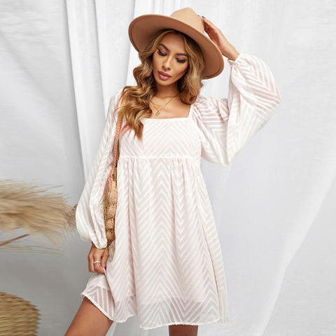 Silverado Gingham Babydoll-Kleid - Off White 