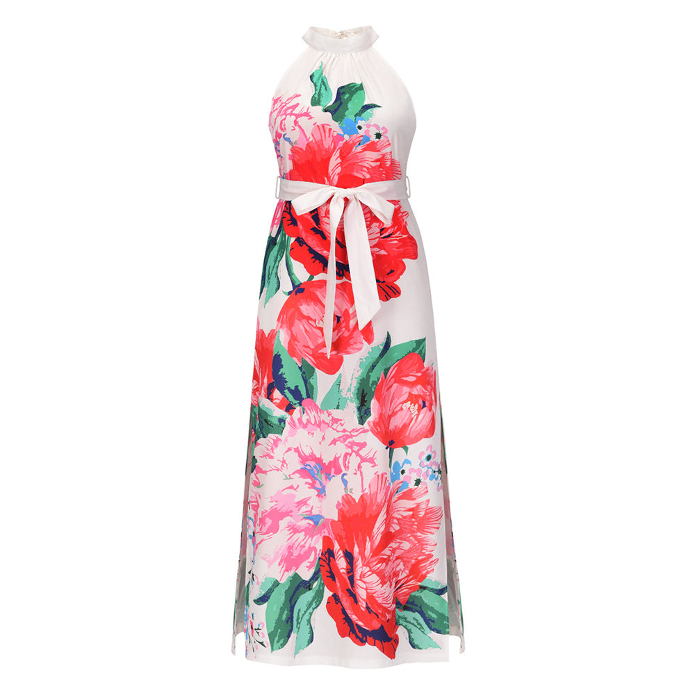 Robe longue imprimée « Take Me To Paradise » - Ivoire 