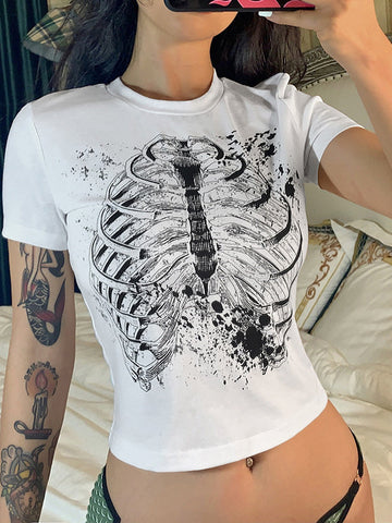 T-Shirt mit Rundhalsausschnitt und Sternum-Print 