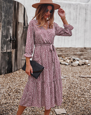 Robe midi froncée à fleurs Sylvie 