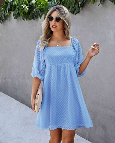 Silverado Gingham Babydoll-Kleid - Blau 