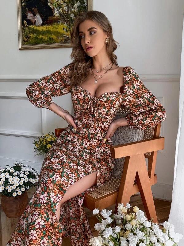 Zolie Smocked Floral Shimmer Maxi Dress