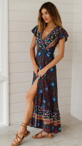 Tribute Printed Wrap Maxi Dress